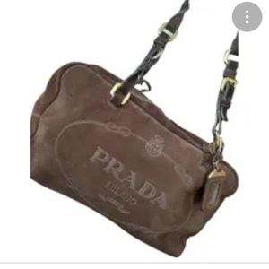 Authentic Beautiful black suede Prada logo bag!!